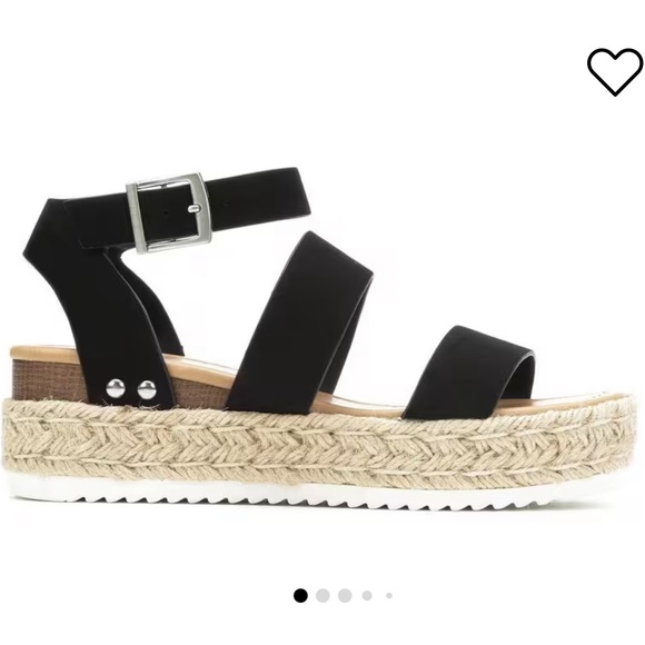 Soda Black Platform Espadrille Sandals - Picture 1 of 3